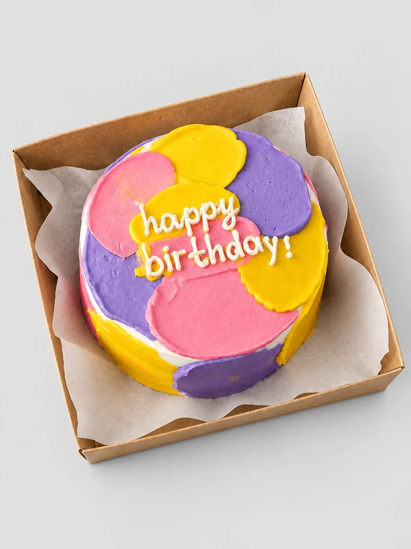 Бенто - торт "Happy Birthday радужный" — Бенто-торт с дизайном как на фото.